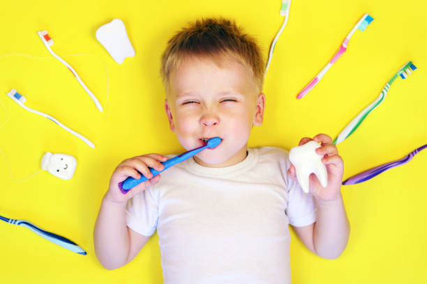 Child brushing teeth